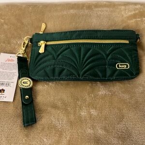 Lug Super Metro~Wickedly Green Emerald Quilted Wristlet w/Gold Accents & Charm